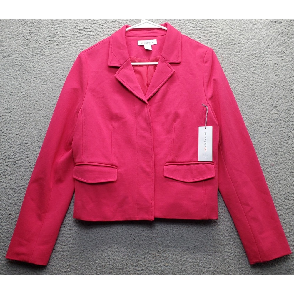 Liz Claiborne Blazer Jacket Womens Small Pink Notch Lapel Single Breasted Formal
